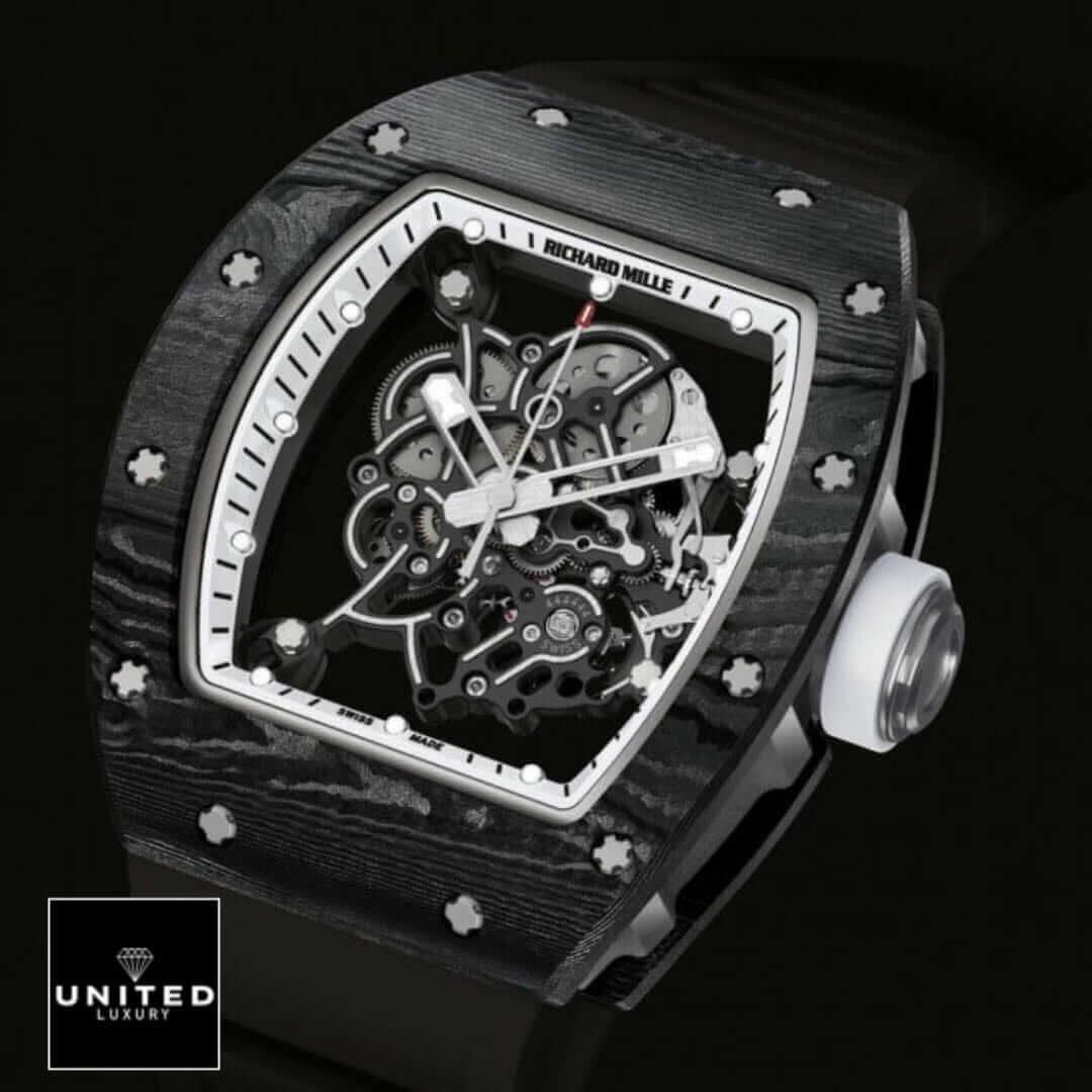 Richard Mille RM 055 "Bubba Watson" True Clone 1:1 Yeni Proje 25 Richard Mille White Dial Black Bezel Replica black background