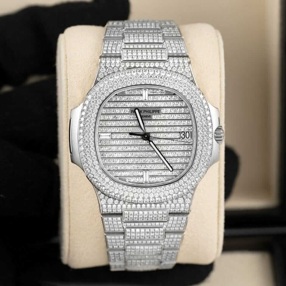 Patek Philippe Nautilus 5719/10G-010 "Diamond" Swiss Super Clone patek 5719 diamond replica3 patek-5719-diamond-replica3