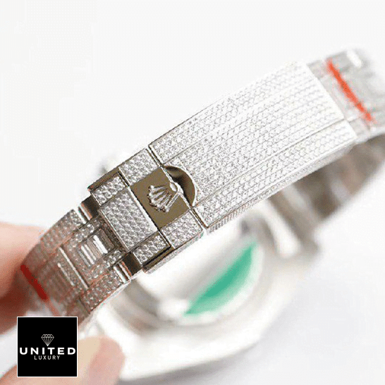 Rolex Submariner 116610LN-97200 "Iced Out" Precision Clone rolex submariner 116610LN 97200 black disk watch replica bracelet Rolex Submariner 116610LN-97200 Iced Out Fold Clasp on the Rolex Logo Replica