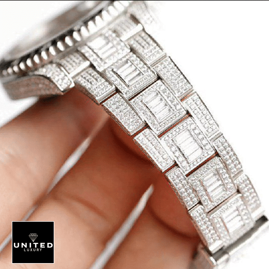 Rolex Submariner 116610LN-97200 "Iced Out" Precision Clone rolex submariner 116610LN 97200 black disk watch replica man Rolex Submariner 116610LN-97200 Custom Diamond Bracelet Replica