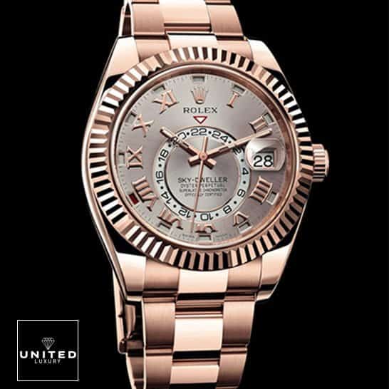 Rolex Sky-Dweller 326935 "Everose Gold" Deluxe Copy Quality rolex sports watch 326935 replica Rolex Sky-Dweller Pink Gold 326935-0004 Replica