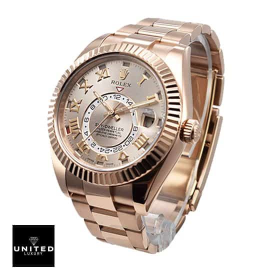 Rolex Sky-Dweller 326935 "Everose Gold" Deluxe Copy Quality rolex sports watch 326935 replicaa Rolex Sky-Dweller Pink Gold 326935-0004 Oyster Replica
