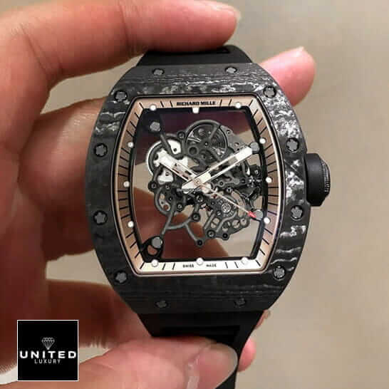 Richard Mille RM 055 "Bubba Watson" Perfect Clone Quality unitedluxury rm 055 1 Richard Mille RM055 Bubba Watson Replica on the hand grey background