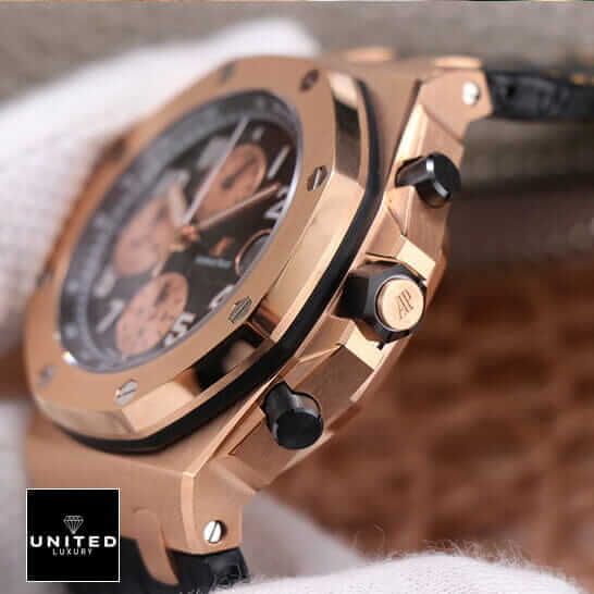 Audemars Piguet Royal Oak Offshore 26401RO.OO.A002CA.01 "Rose Gold" Ultra Realistic Clone ap leather strap gold right Audemars Piguet Royal Oak Offshore 26401RO.OO.A002CA.01 "Rose Gold" Ultra Realistic Clone ap leather strap gold right