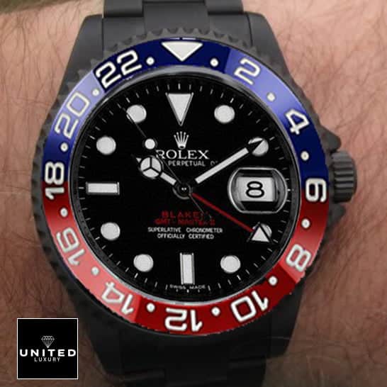 Rolex GMT-Master II 126710BLRO-0001 "Blaken Pepsi" Luxury Clone Quality unitedluxury rolex pepsi blaken black caliber Rolex Pepsi Black 126710BLRO-0001 Replica on his arm