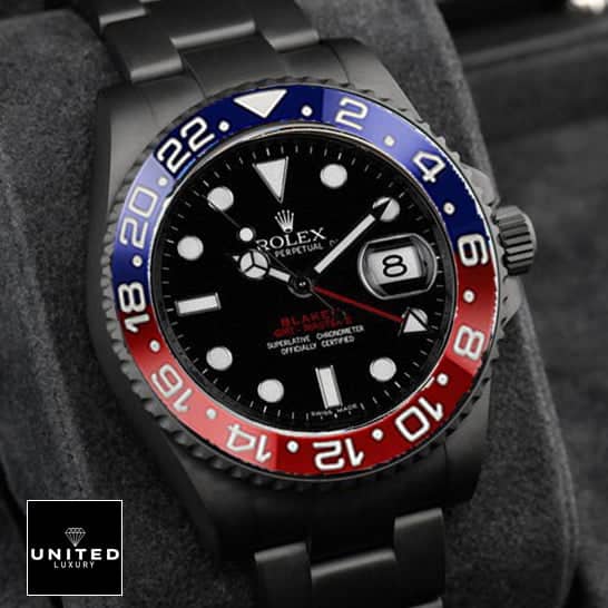 Rolex GMT-Master II 126710BLRO-0001 "Blaken Pepsi" Luxury Clone Quality unitedluxury rolex pepsi blaken black left Rolex Pepsi Black 126710BLRO-0001 Black Dial with stick and dot indices Replica