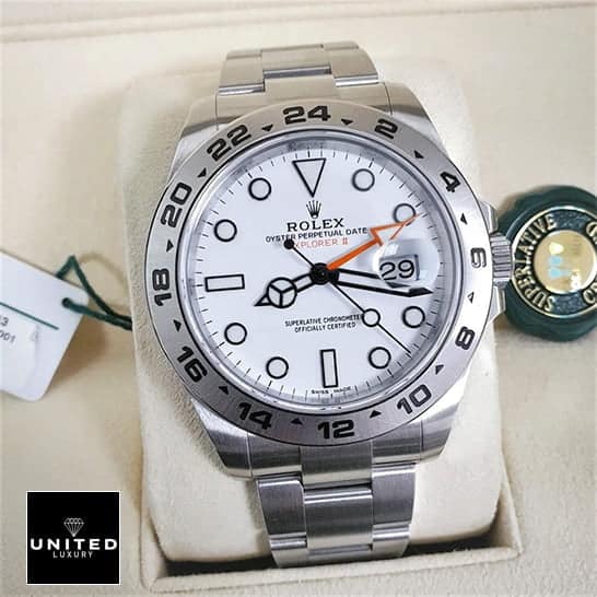 Rolex Explorer II 216570 "Polar" Deluxe Clone Edition rolex 216570 replica5 Rolex 216570 White Dial Replica in Rolex Box