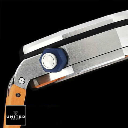 Audemars Piguet Royal Oak Offshore Chronograph 26408OR.OO.A010CA.01 "Summer Edition" Exclusive Clone Edition ap royaloak 15710st case left Audemars Piguet 15710 Royal Oak Stainless Steel Case Replica black background