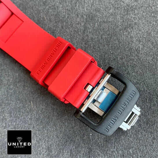 Richard Mille RM 35-02 "Red Carbon" Premium Copy 1:1 rm3502 red carbon replica 4 Richard Mille Red Rubber Bracelet Replica steel clasp