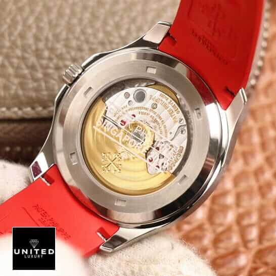 Patek Philippe Aquanaut 5167A "Red Dial" Exceptional Replica 1:1 1 200301204204 Patek Philippe Red Rubber Bracelet Steel Case Replica upside view