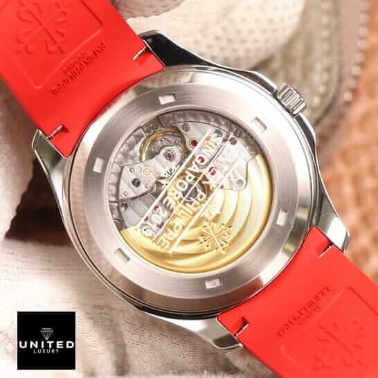 Patek Philippe Aquanaut 5167A "Red Dial" Exceptional Replica 1:1 1 200301204205 Patek Philippe Geneve Steel Case Red Rubber Bracelet Replica upside view