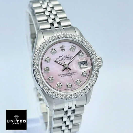 Rolex Datejust 126234 "Diamond Bezel" Premium Clone datejust pink diamond replica 4 Rolex Datejust Pink Dial Diamond Bezel Replica white background
