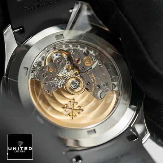 Patek Philippe Aquanaut Travel Time 5164A-001 "Dual Time" Supreme Clone Quality patek dual time replica 5 1 Patek Philippe Dual Time Stainless Steel Mechanism Replica upside view