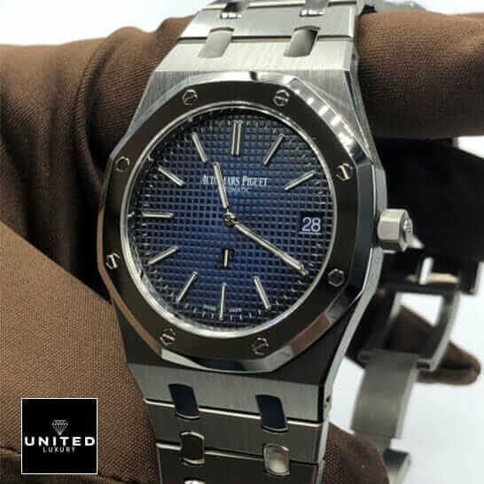 Audemars Piguet Royal Oak "Jumbo" Extra-Thin 16202ST "Blue Dial" Masterpiece Replica ap extra thin blue dial 3 ap-extra-thin-blue-dial-3
