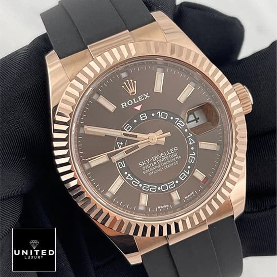 Rolex Sky-Dweller 326235 "Chocolate Dial" Exact Duplicate Quality rolex 326235 chocolate replica Rolex Sky-Dweller Chocolate Dial 326235 Fluted Bezel Replica