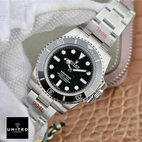 Rolex Submariner 124060 "No Date" Deluxe Clone 1:1 rolex submariner no date replica Rolex Submariner Black Dial 904L Stainless Steel Replica on the hand
