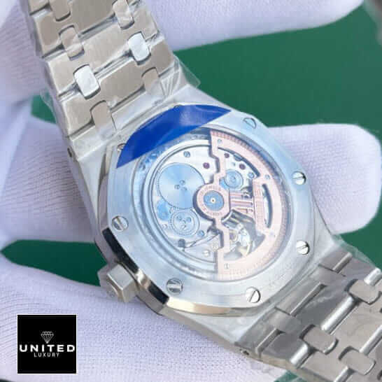 Audemars Piguet Royal Oak "Jumbo" Extra-Thin 16202ST "Green Dial" First-Class Clone ap green dial jumbo back Audemars Piguet Royal Oak "Jumbo" Extra-Thin 16202ST "Green Dial" First-Class Clone ap green dial jumbo back