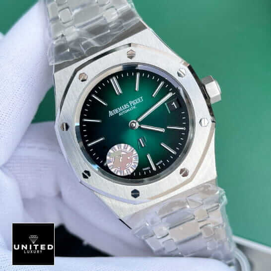 Audemars Piguet Royal Oak "Jumbo" Extra-Thin 16202ST "Green Dial" First-Class Clone ap green dial jumbo green ap-green-dial-jumbo-green