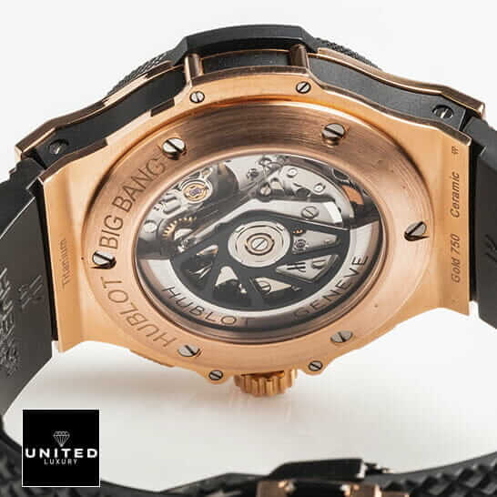 Hublot Big Bang Original 301.PB.131.RX "Rose Gold" Exceptional Replica 1:1 hublot big bang gold ceramic 6 Hublot Big Bang Gold Case Ceramic Black Rubber Bracelet Replica white background