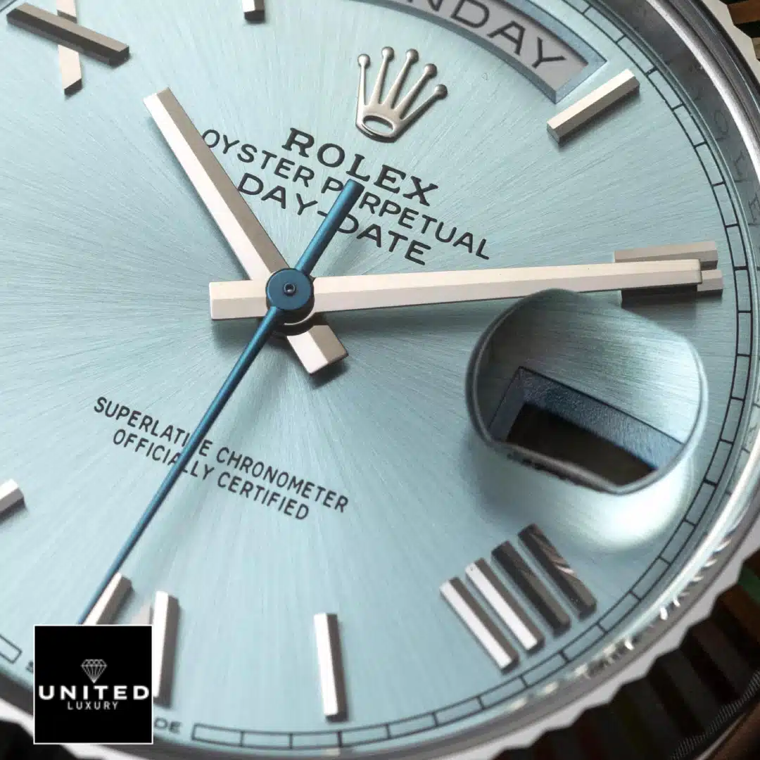 Rolex Day-Date 228236 "Ice Blue Grooved" Super Clone Quality Yeni Proje 2 8 Rolex Day Date 228236 Turquoise Dial with Romen Numerial Replica