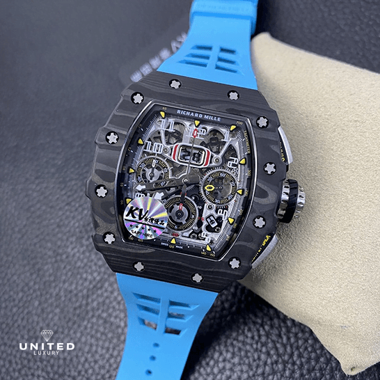 Richard Mille RM 11-03 "Flyback Chronograph" Perfect Clone Quality richard mille RM 011 03 replica front Richard Mille RM01103 Blue Bracelet Replica front view
