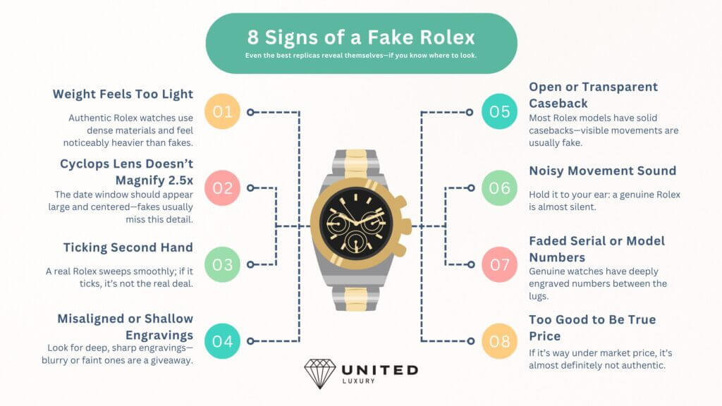 Fake Rolex vs Real: 2025’s Ultimate Guide That Scammers Don’t Want You to Read 2 8 Signs of a Fake Rolex Infographic