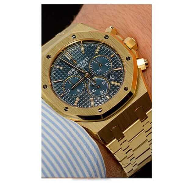 audemars-piguet-gold-royal-oak-blue-hand-replica