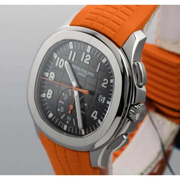 patek-philippe-aquanaut-orange-left-replica