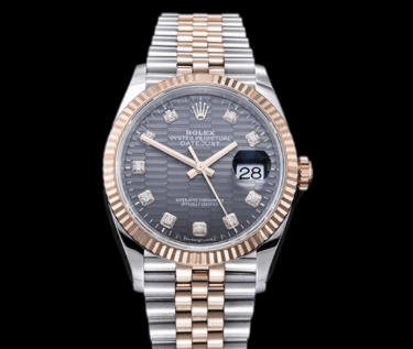 Rolex Datejust 126231, 36mm – Everose Gold Fluted Bezel, Slate Motif Dial with Diamond