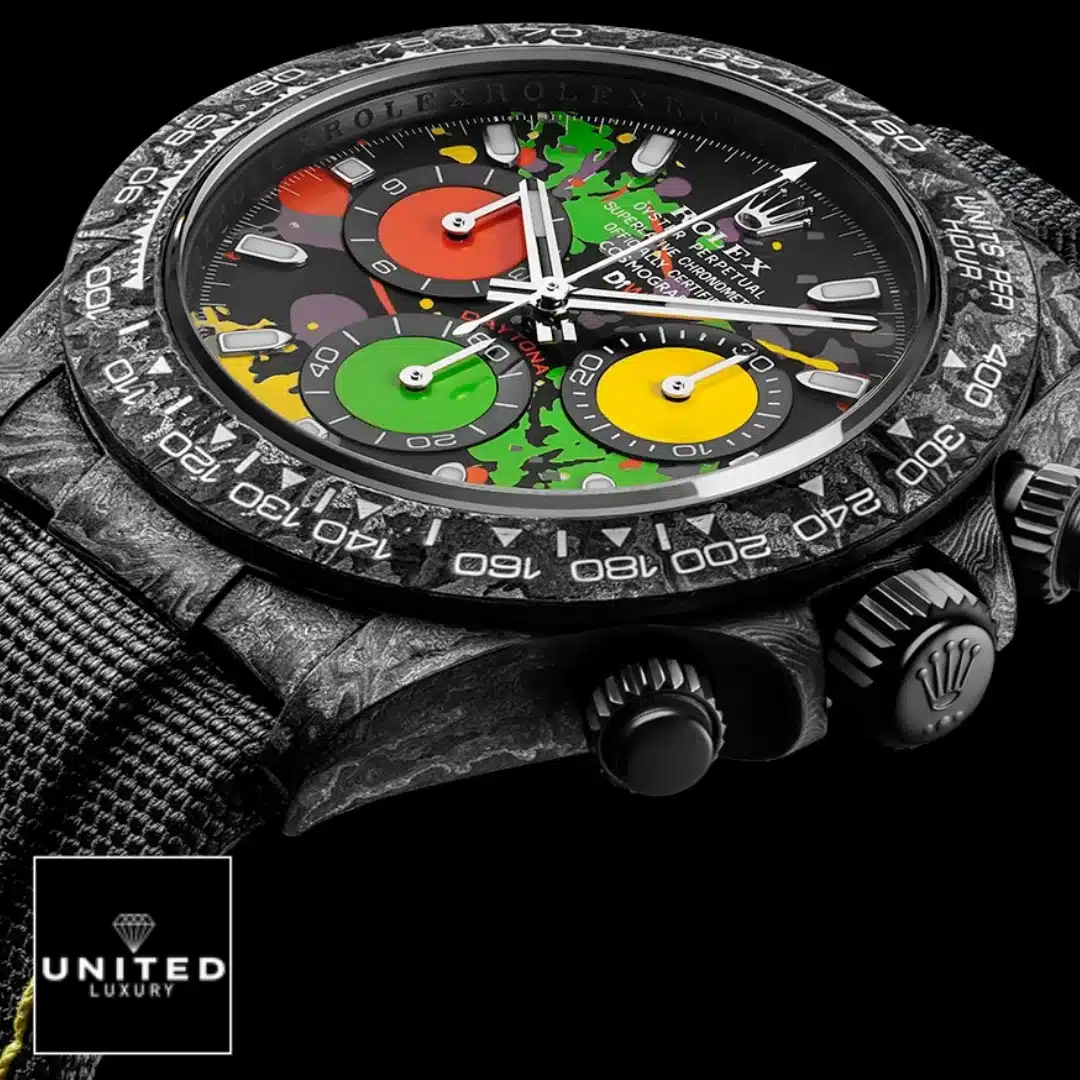 Rolex Daytona Carbon Rainbow Dial Black Button & Crown Pusher 4130cr Replica