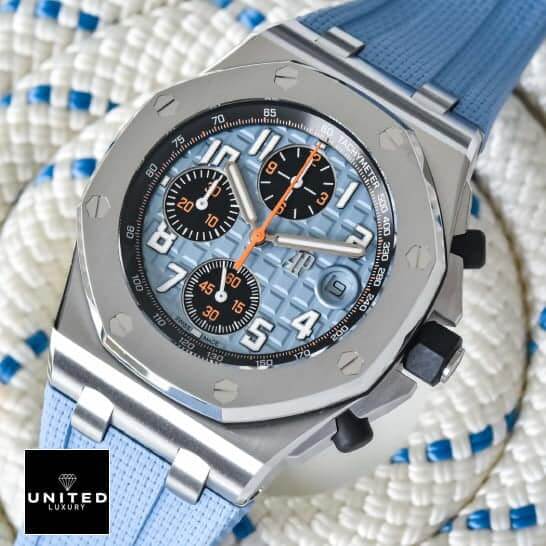 Audemars Piguet 26238ST Blue Dial Replica on the rope