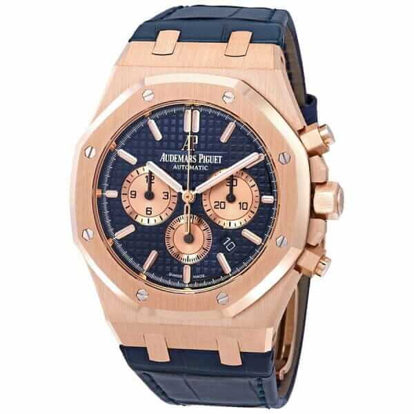 audemars piguet blue dial men s 18k rose gold leather watch 26331or.oo .d315cr.01 1