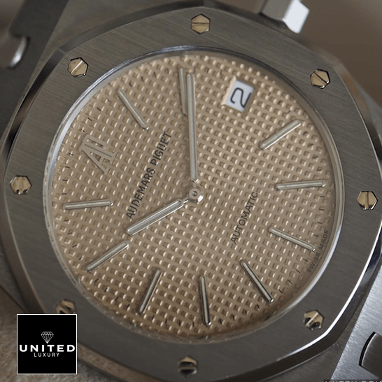 Audemars Piguet Royal Oak Rose Gold Dial Steel Bezel Replica front view