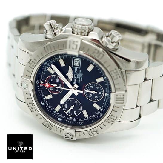 Breitling Super Avanger A11370 Replica Blue Dial Crown Pusher