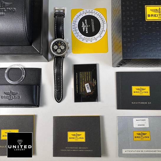 Breitling Navitimer Black Dial Replica next to warranty card