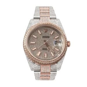 Fake Diamond Watches fully iced out rolex replica 5 Rolex Datejust 126303 “Two-Tone Iced Out” Premium Duplicate Edition