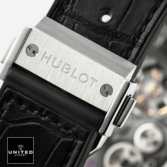 Hublot Classic Fusion Black Leather Bracelet Steel Clasp Replica closed clasp