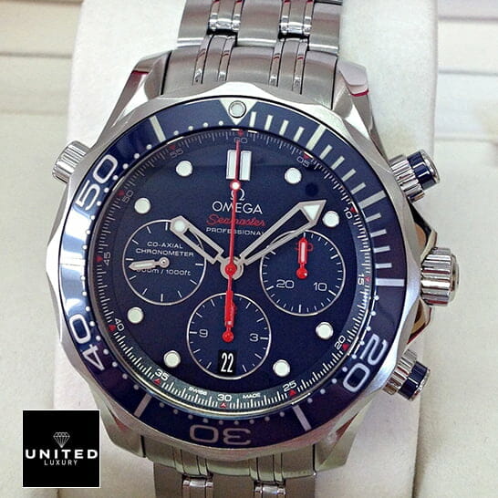 Omega Seamaster Blue Dial Stainless Steel Replica red second hand