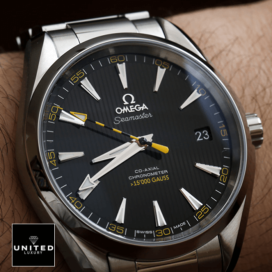 Omega Seamaster Black Dial Replica on the wrist