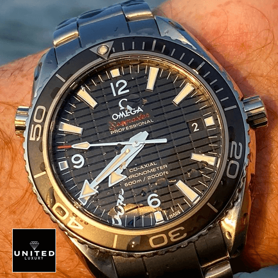 Omega Seamaster Planet Ocean 232.30.42.21.01.004 Black Dial Replica on the wrist