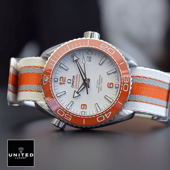 Omega Seamaster Orange Bezel Bracelet Replica side view