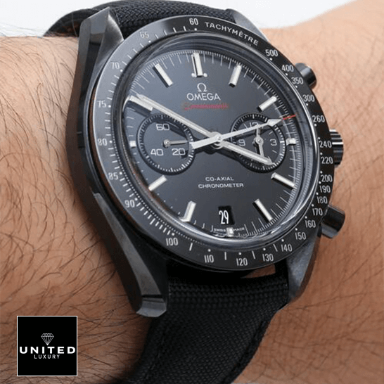 Omega Speedmaster Black Dial Replica on the man wrist