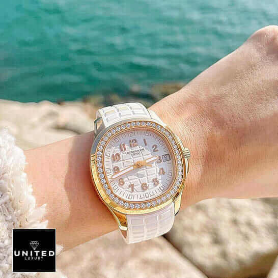 Patek Philippe Aquanaut Diamond Bezel White Rubber Bracelet Replica