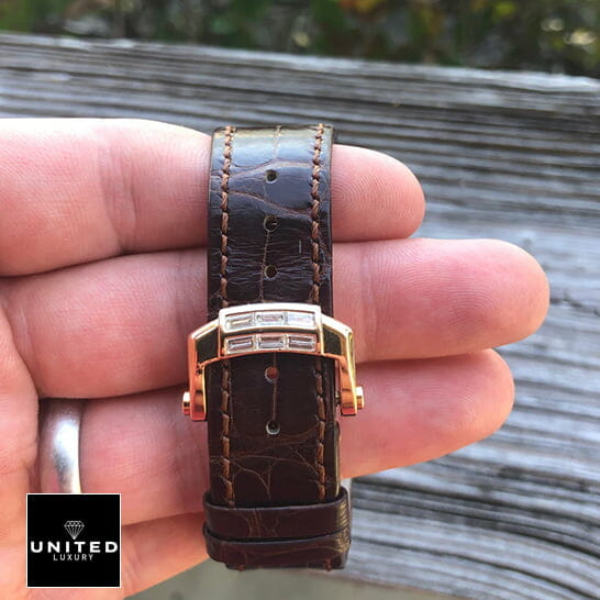 Patek Philippe Leather Brown Bracelet Gold Clasp Replca on the hand
