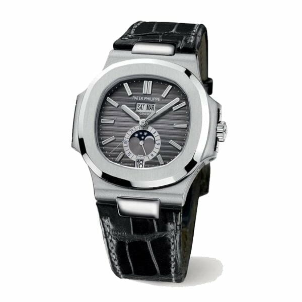 patek-philippe-grey-dial-black-leather-replica-watch