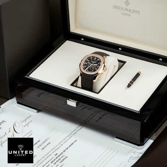 Patek Philippe Travel Time Black Dial Gold Bezel Replica in the box