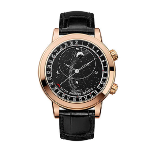 patek-philippe-celestial-rose-gold-black-dial-leather-replica-watch