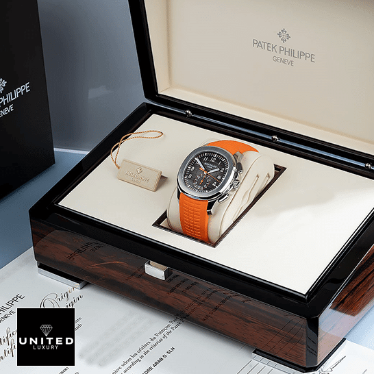 Patek Philippe Aquanaut Orange Black Dial 5968A-001 Replica in the box