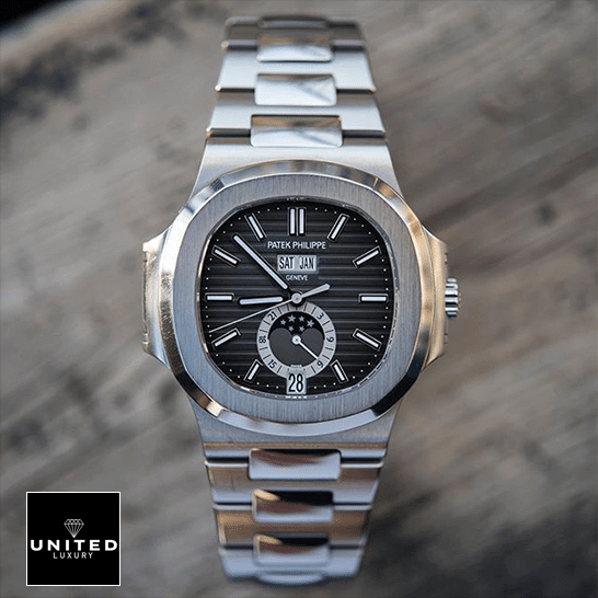 Patek Philippe Nautilus Grey Dial Steel Bezel Replica front view