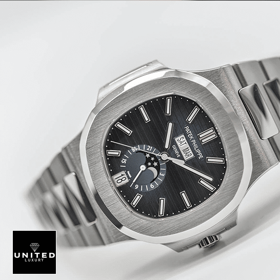 Patek Philipe Grey Dial Nautilus 5726_1A-001 Steel Bezel Replica side view white background